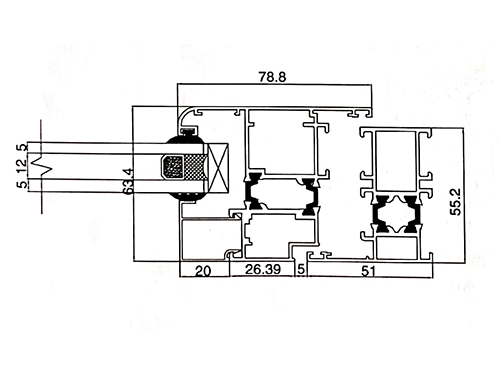 63系列隔熱端斷橋外平開(kāi)窗